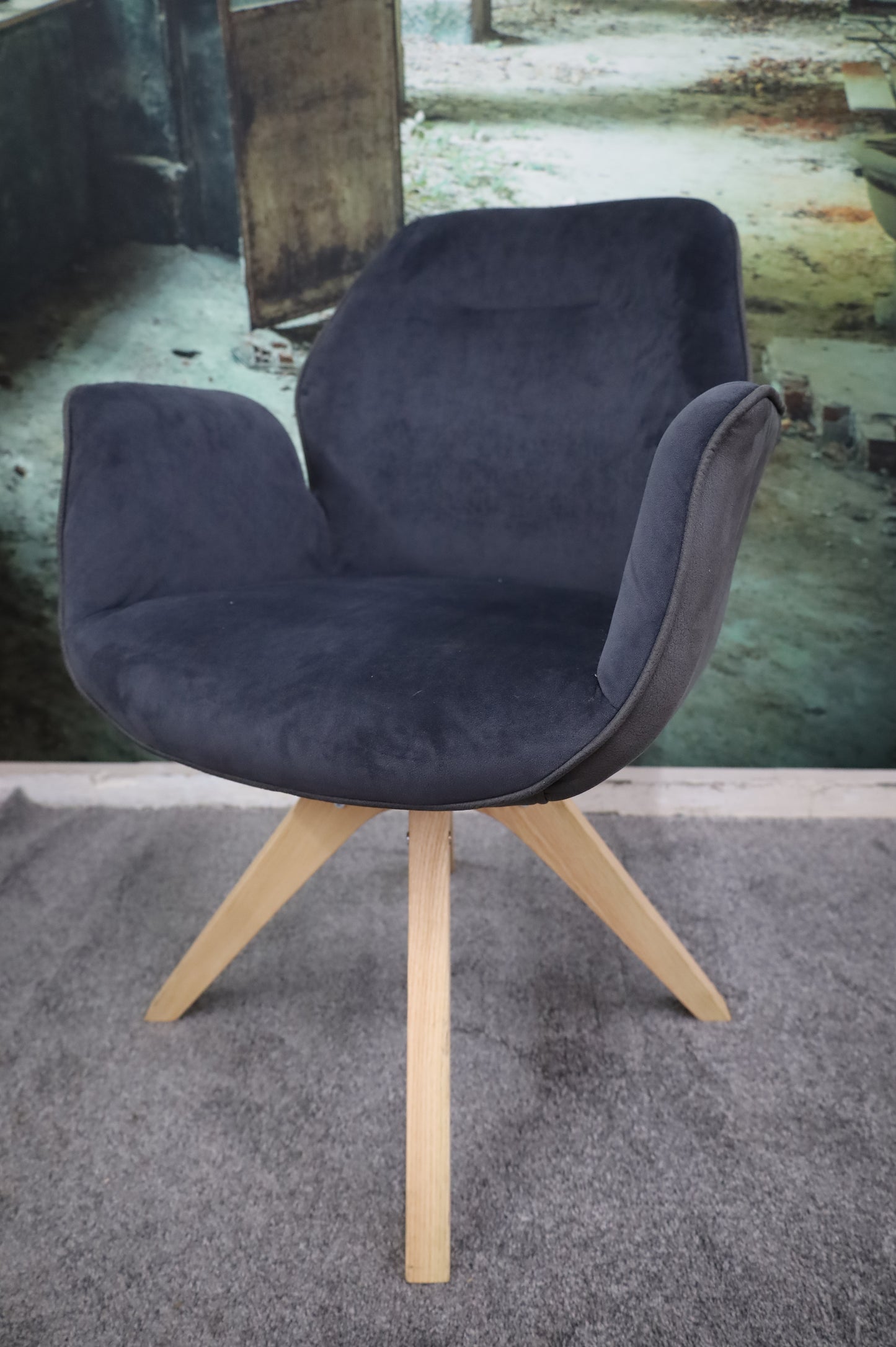 Esszimmerstuhl Stuhl +360° drehbar +Gestell – Armlehne Eiche + möbel-outlet-24